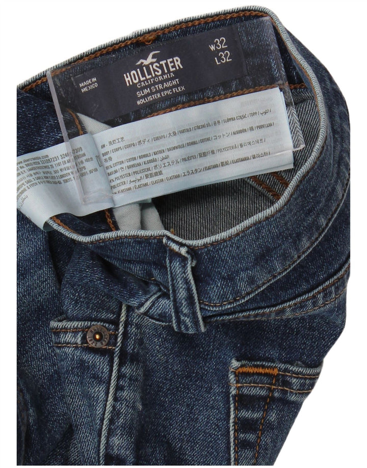 HOLLISTER Mens Slim Straight Jeans W32 L32 Blue Cotton