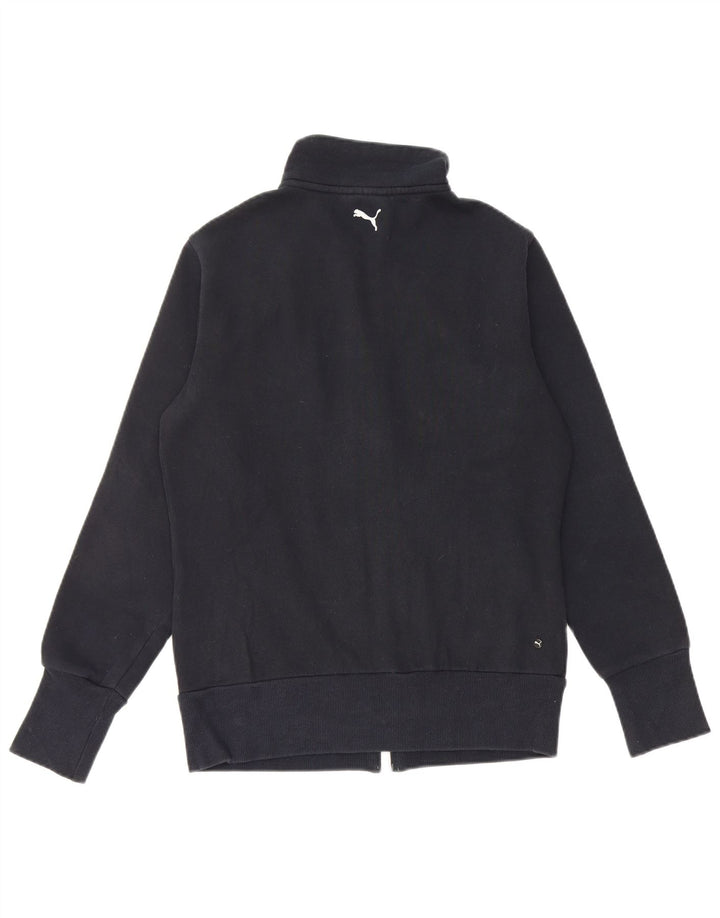 PUMA Womens Graphic Tracksuit Top Jacket UK 12 Medium Black Cotton