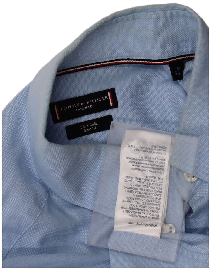 TOMMY HILFIGER Mens Easy Care Slim Fit Shirt Size 42 16 1/2 Large Blue