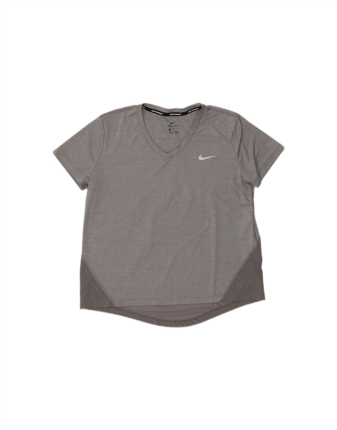 NIKE Womens Dri Fit T-Shirt Top UK 14 Medium Grey Colourblock Polyester