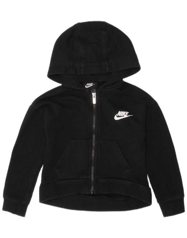Nike Girls Zip Hoodie Sweater 4-5 Years Black Cotton