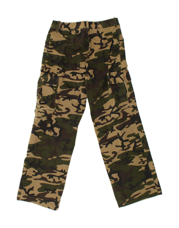 VINTAGE Womens Straight Cargo Trousers UK 10 Small W30 L29  Khaki