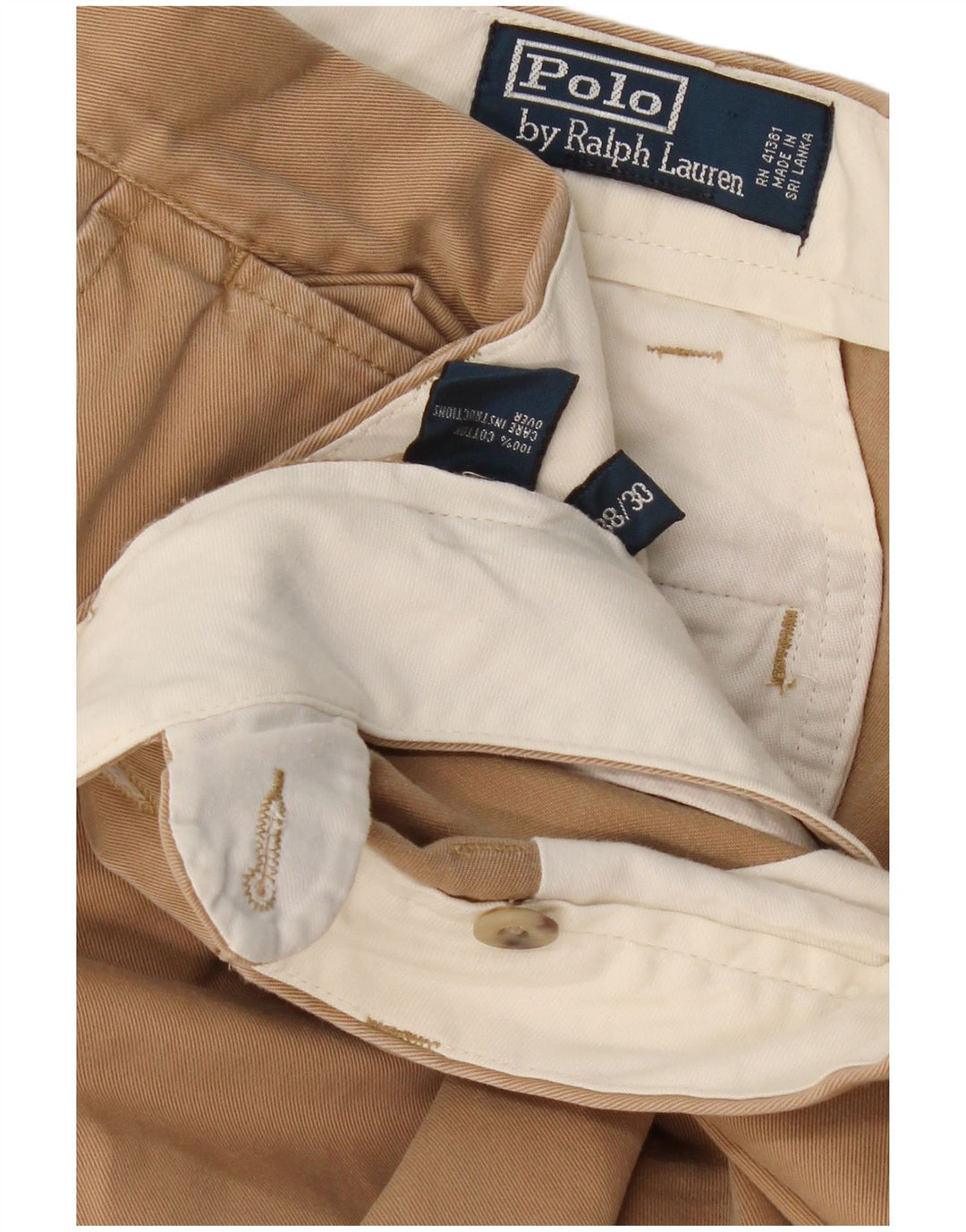 Polo Ralph Lauren Mens Straight Chino Trousers W38 L30 Beige Cotton Classic