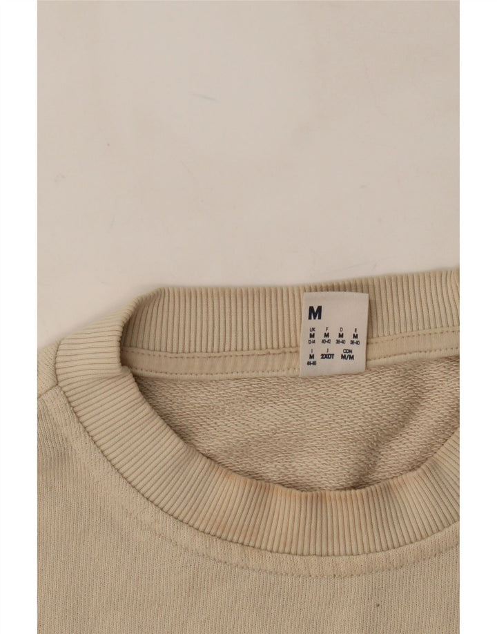 REEBOK Womens Oversized Sweatshirt Jumper UK 12/14 Medium Beige Cotton Vintage Reebok and Second-Hand Reebok from Messina Hembry 