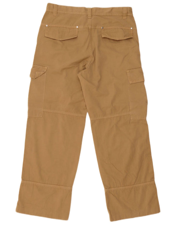 Benetton Womens Straight Cargo Trousers IT 46 Large W33 L28 Brown Cotton