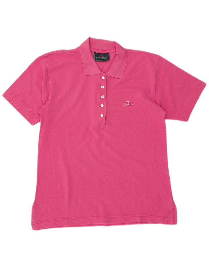 KAPPA Womens Polo Shirt UK 14 Medium Pink Cotton