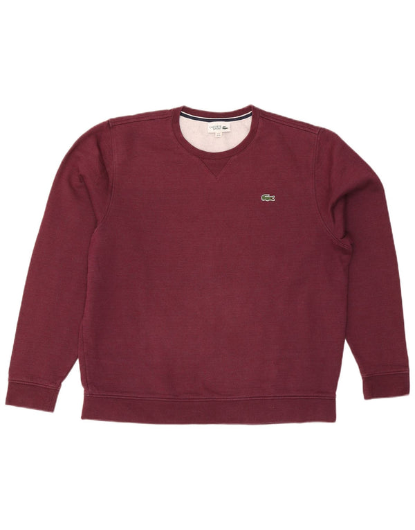 Lacoste Mens Sweatshirt Jumper Size 6 XL Burgundy Cotton