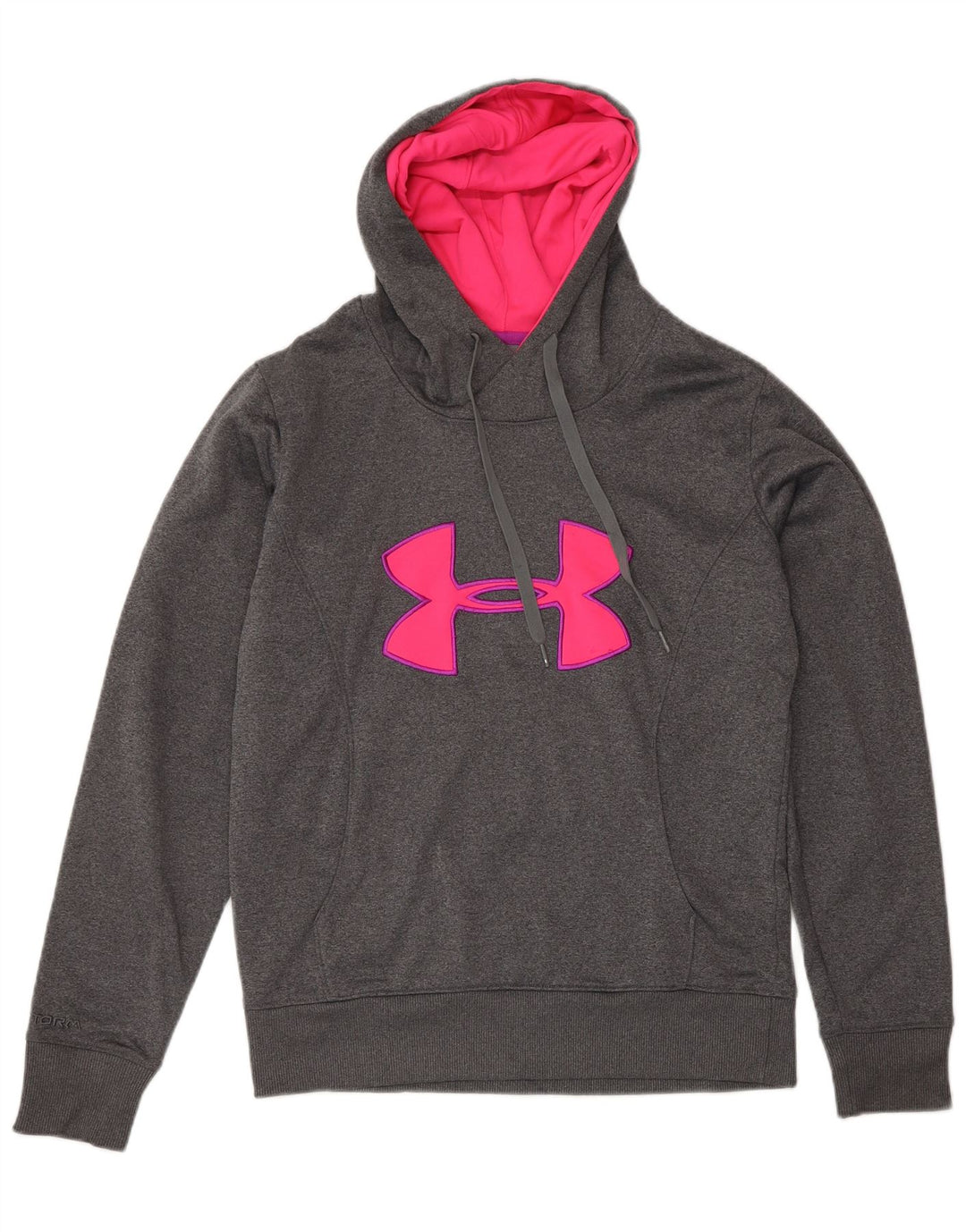 UNDER ARMOUR Womens Cold Gear Graphic Hoodie Jumper UK 10 Small Grey