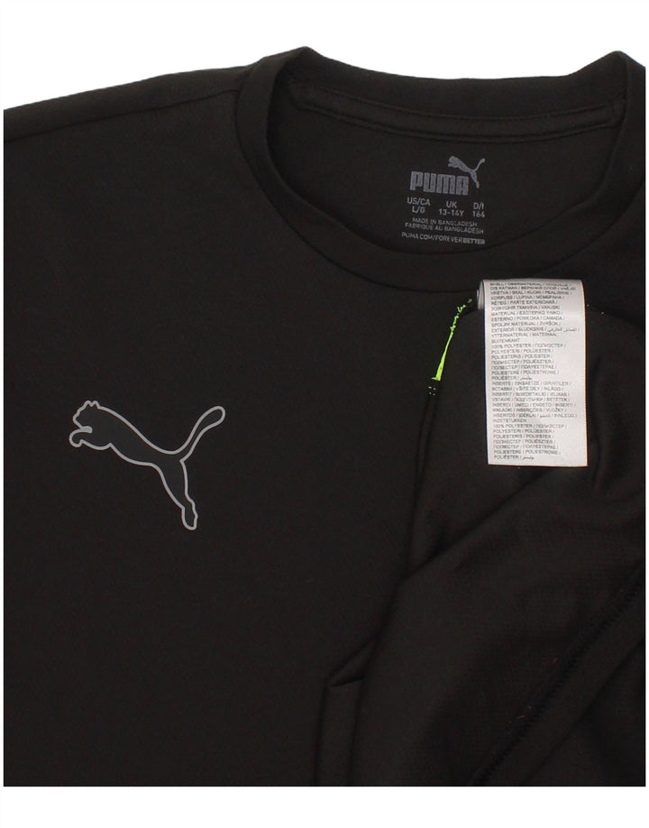 PUMA Boys T-Shirt Top 13-14 Years Black Colourblock Polyester