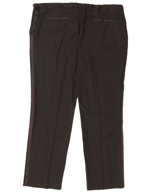 Marks & Spencer Mens Regular Fit Suit Trousers W46 L33 Black Polyester
