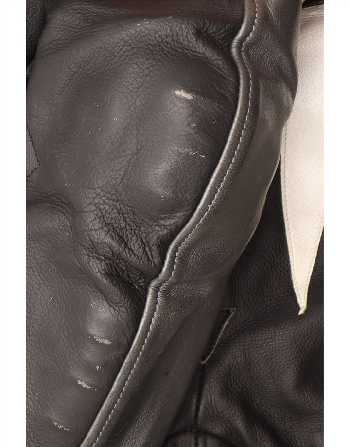 Spyke Womens Leather Jumpsuit IT 44 Medium Black Leather Motorcycle