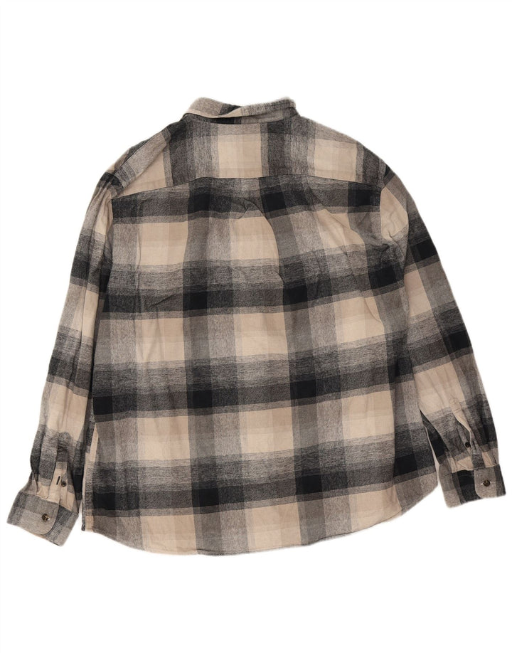 Marks & Spencer Mens Regular Fit Flannel Shirt 2XL Beige Check Cotton