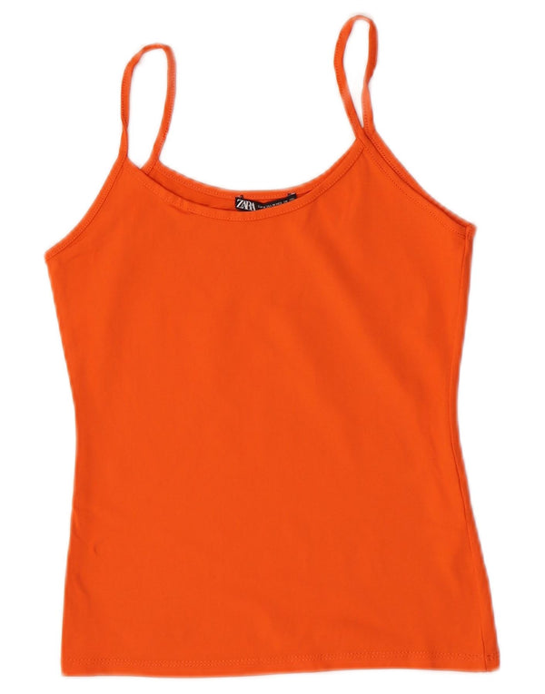 Zara Womens Cami Top UK 12 Medium Orange Polyamide