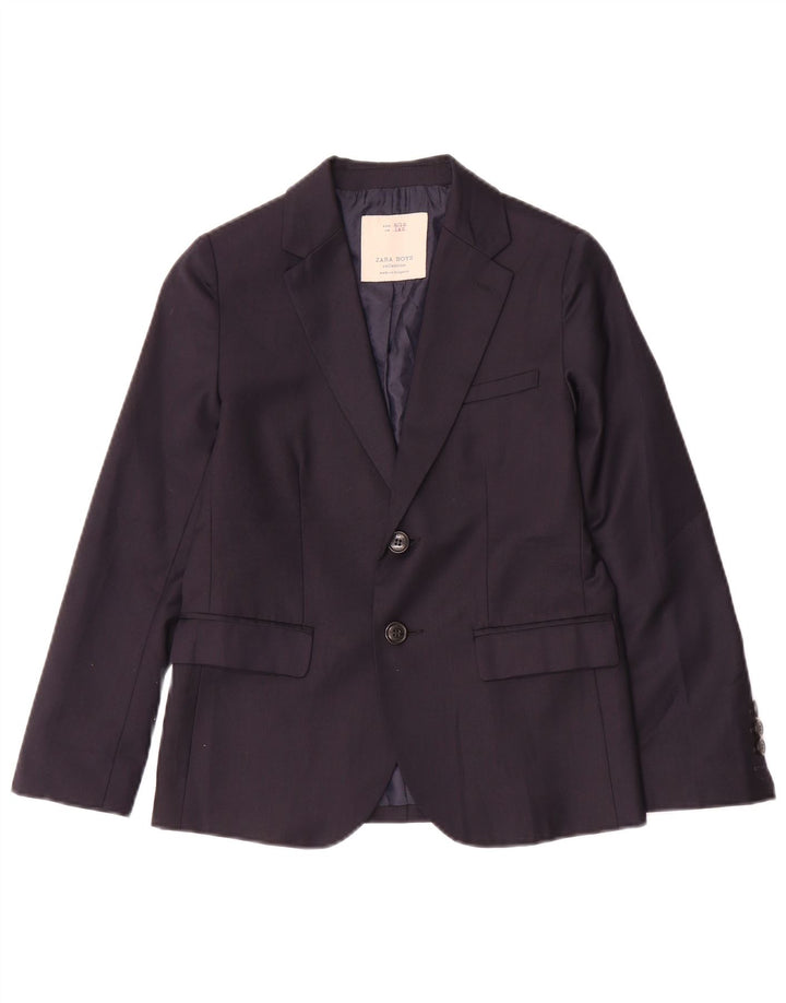 Zara Boys 2 Button Blazer Jacket 9-10 Years Navy Blue Wool