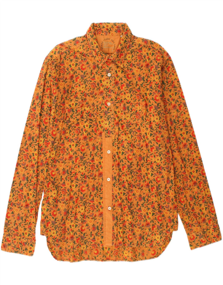 MASON'S Mens Shirt 2XL Orange Floral Vintage Mason's and Second-Hand Mason's from Messina Hembry 
