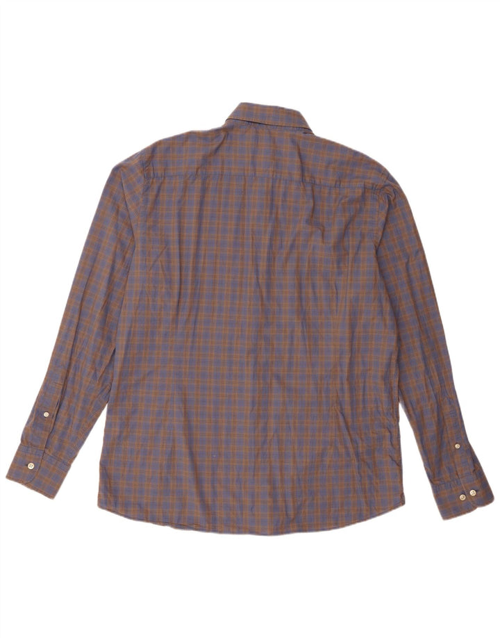 Hackett Mens Slim Fit Shirt XL Brown Check Cotton