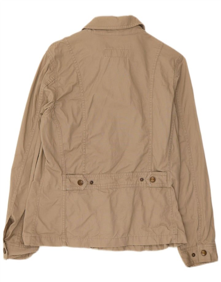 Eddie Bauer Womens Utility Jacket UK 12 Medium Beige Cotton