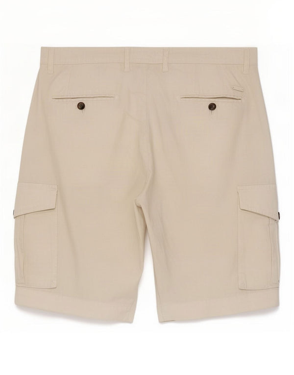 Marlboro Classics Mens Slim Fit Cargo Shorts Large W36 L10 Beige Cotton