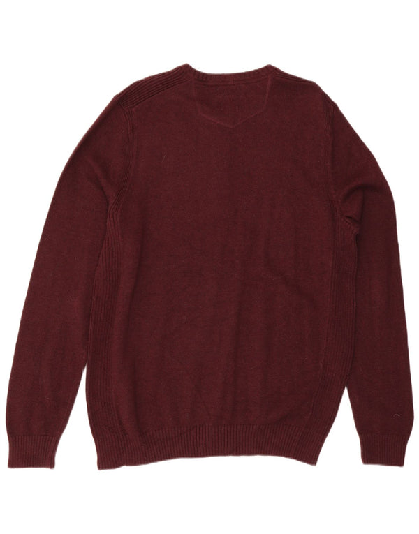 Eddie Bauer Mens Crew Neck Jumper Sweater Large Burgundy Cotton Classic