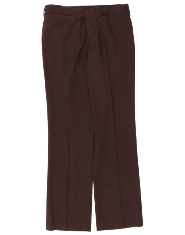 Zara Mens Straight Casual Trousers EU 38 Small W30 L30 Brown Polyester