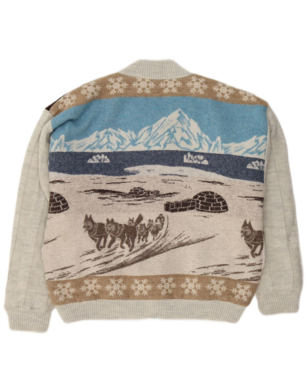 VINTAGE Mens Graphic Cardigan Sweater IT 48/50 Medium Multicoloured