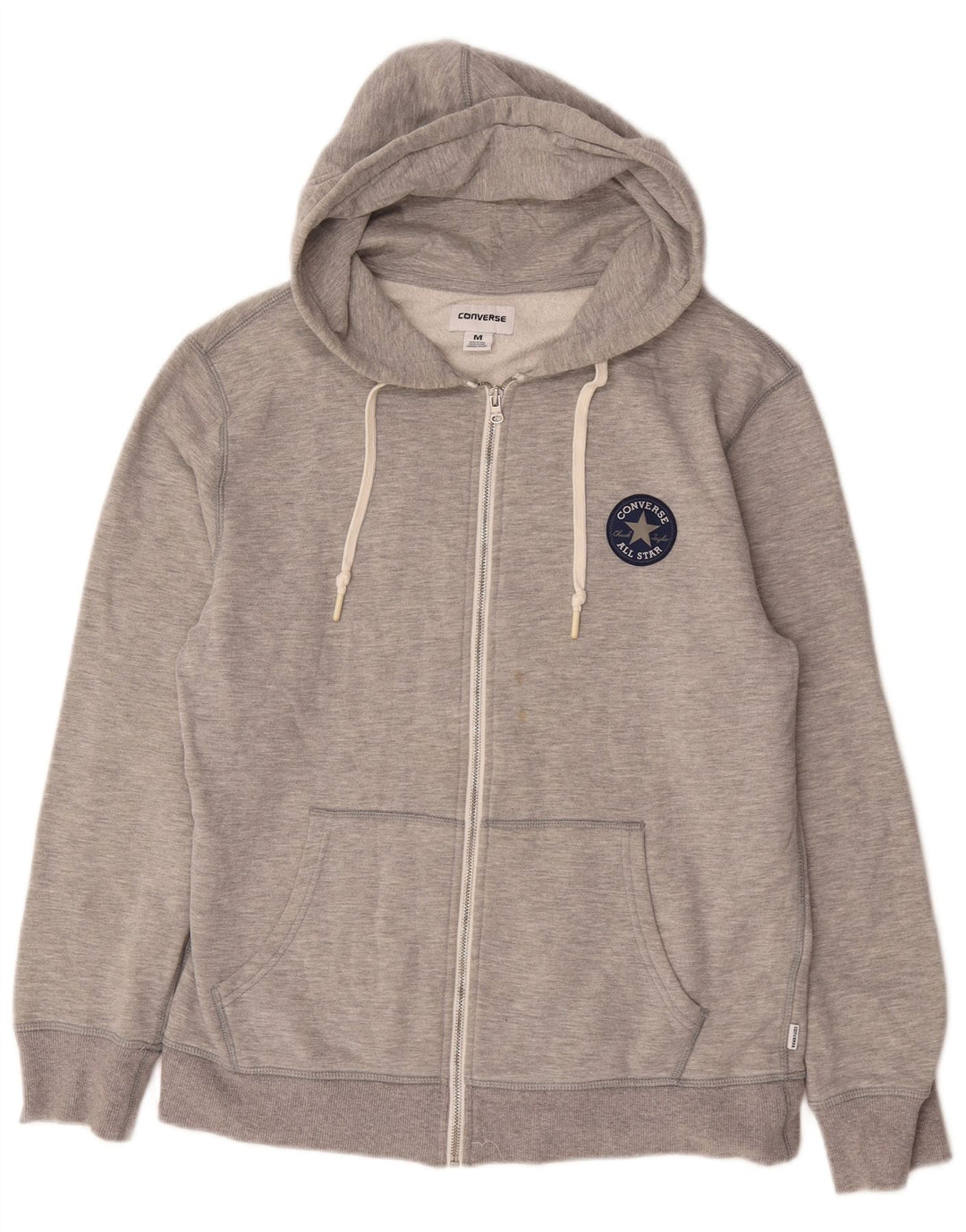 Converse Mens Zip Hoodie Sweater Medium Grey Cotton