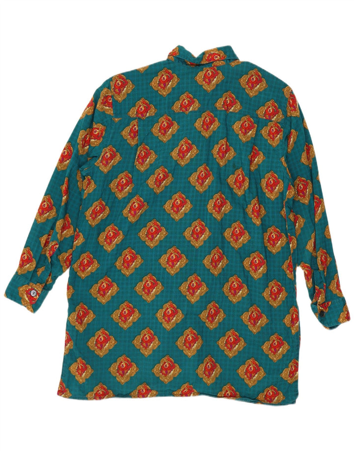 Vintage Womens Abstract Pattern Shirt UK 16 Large Blue Geometric