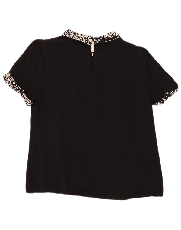 Oasis Womens Blouse Top UK 12 Medium Black Animal Print