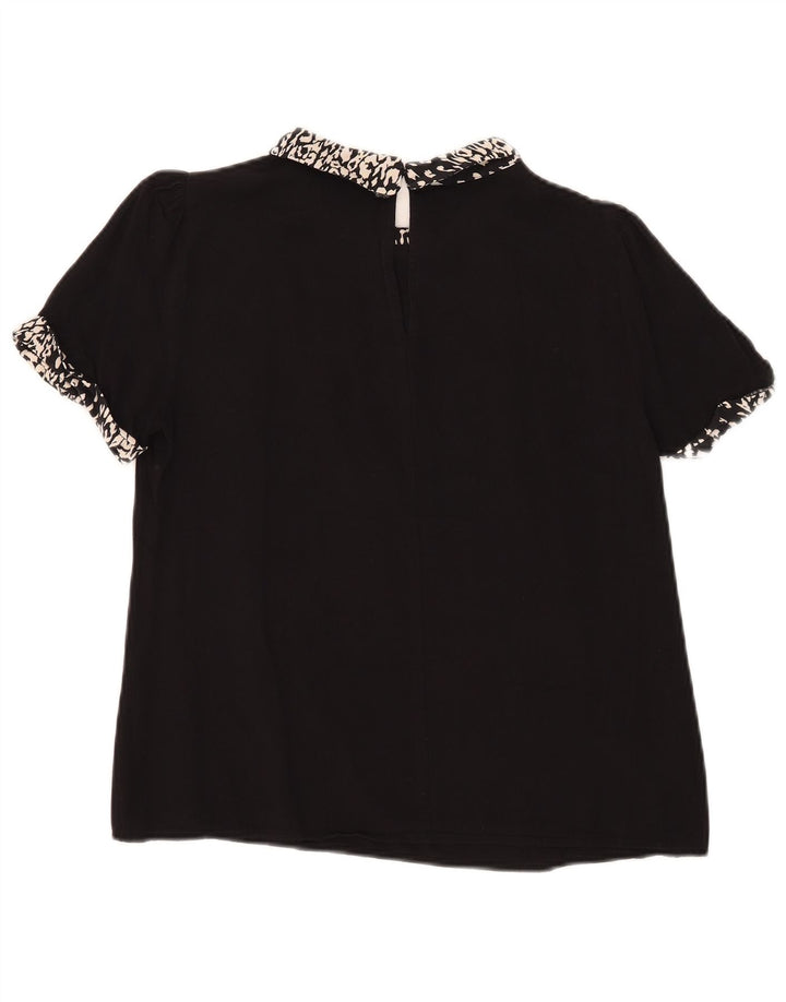 Oasis Womens Blouse Top UK 12 Medium Black Animal Print