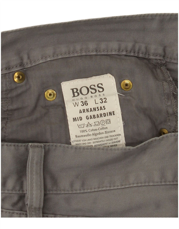 HUGO BOSS Mens Arkansas Straight Casual Trousers W36 L32 Grey Cotton