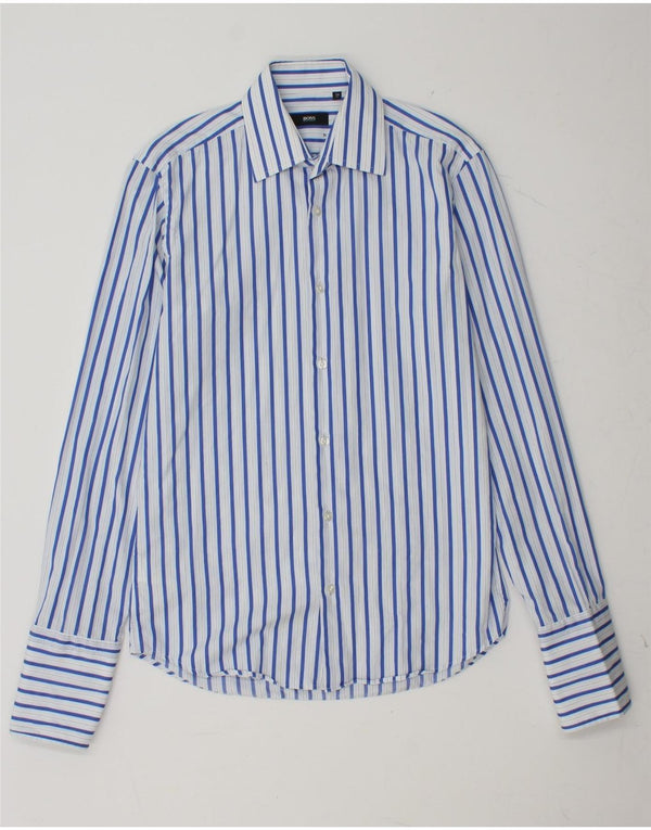 HUGO BOSS Mens Formal Shirt Size 38 15 Medium Blue Striped Cotton