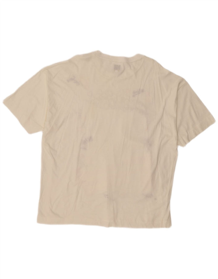 BENETTON Mens Graphic T-Shirt Top XL Off White