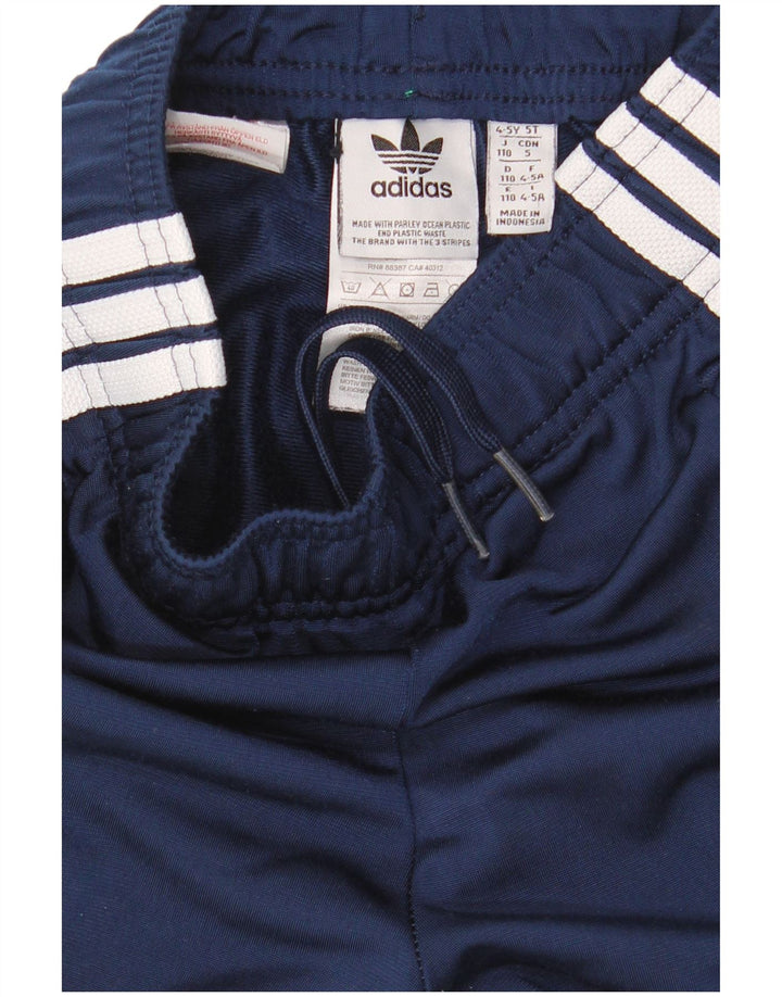 ADIDAS Boys Tracksuit Trousers Joggers 4-5 Years  Navy Blue Polyester