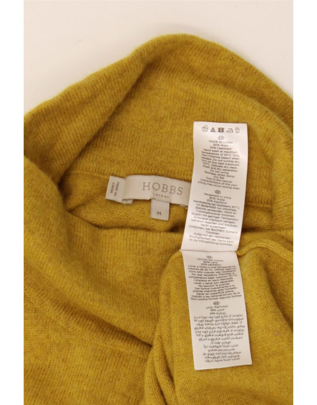 Hobbs Womens Turtle Neck Jumper Sweater UK 14 Medium Yellow Wool