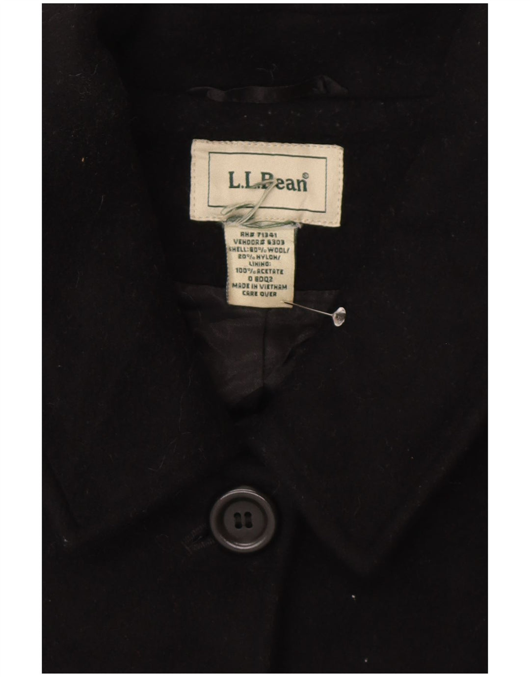L.L.Bean Womens Overcoat UK 20 2XL Black Wool