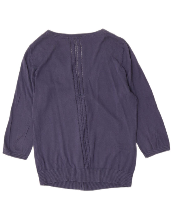 Fat Face Womens 3/4 Sleeve Cardigan Sweater UK 12 Medium  Blue Cotton