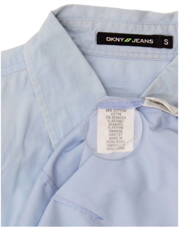 DKNY Womens Shirt UK 10 Small Blue Cotton
