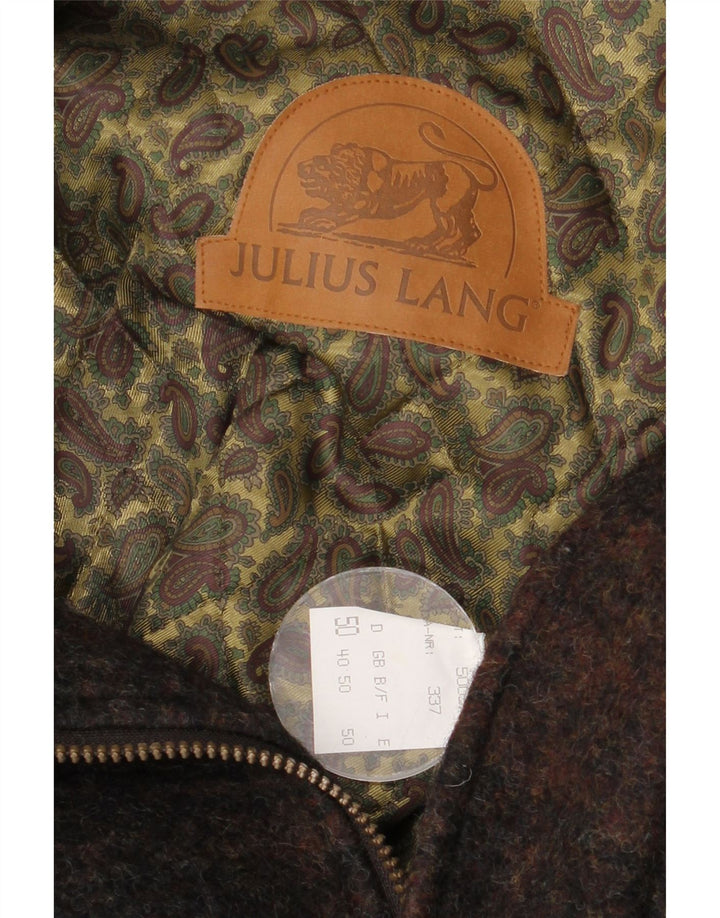 Julius Lang Mens Overcoat UK 40 Large Brown Check Wool