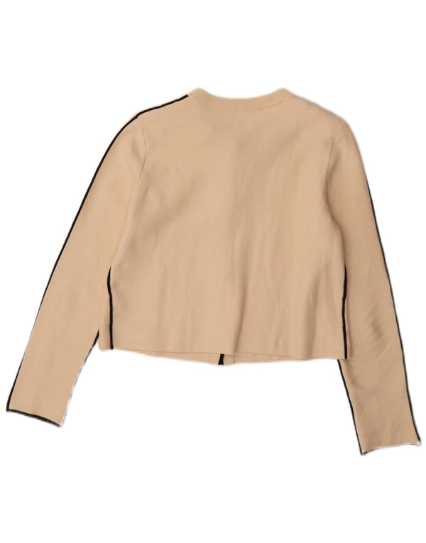 Massimo Dutti Womens Crop Cardigan Sweater UK 10 Small Beige Viscose