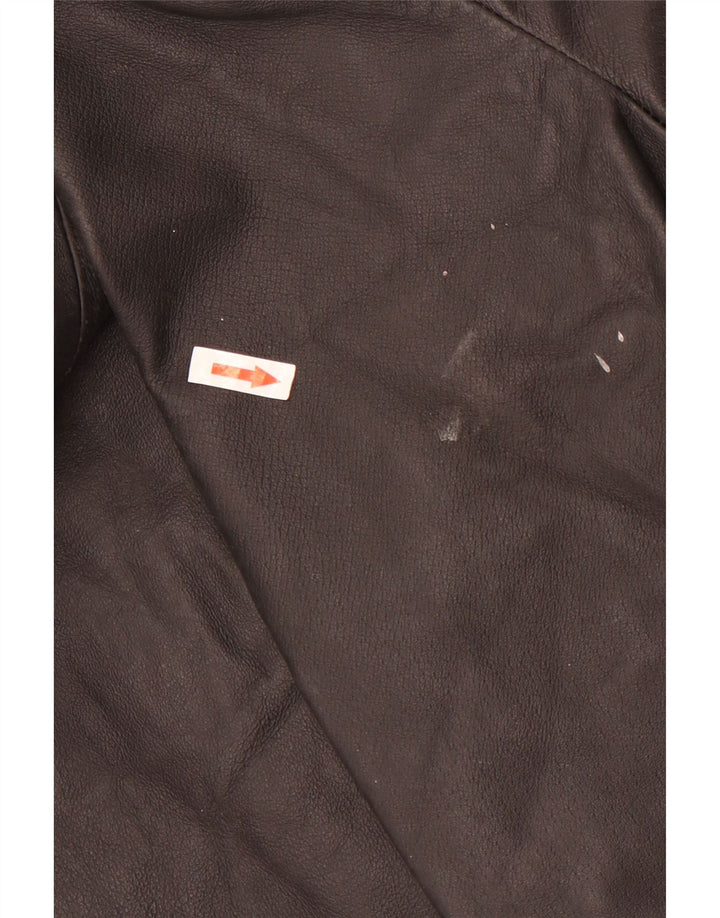 Vintage Mens 3 Button Leather Blazer Jacket UK 38 Medium Black Leather