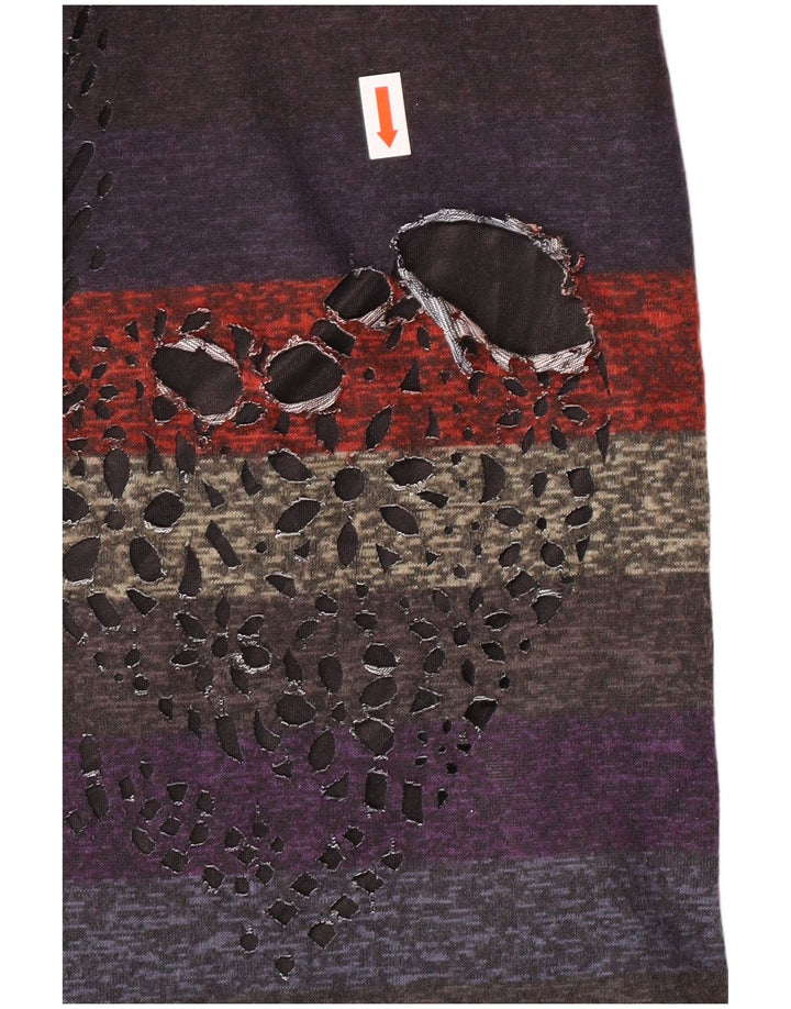 DESIGUAL Womens 3/4 Sleeve Sheath Dress UK 12 Medium Multicoloured Striped