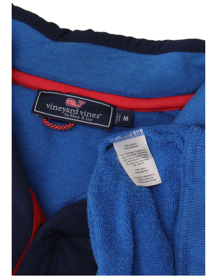 VINEYARD VINES Mens Button Neck Sweatshirt Jumper Medium Blue Colourblock