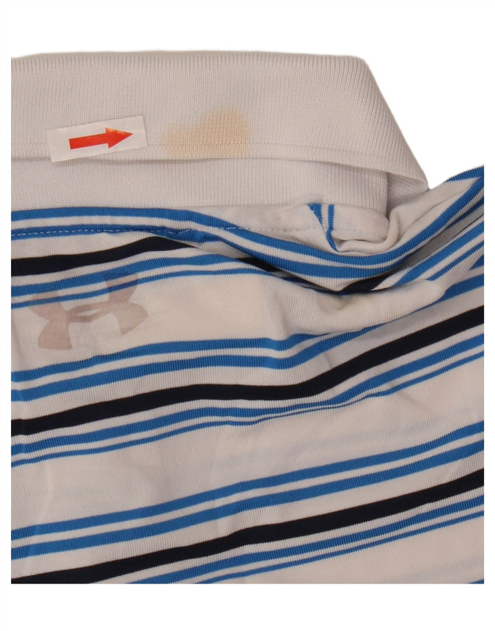 Under Armour Mens Polo Shirt XL White Striped Polyester