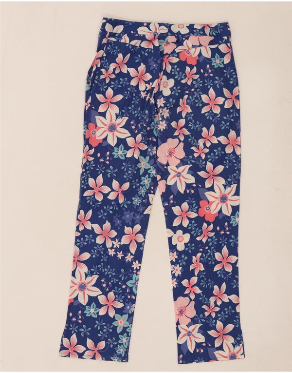 BLUGIRL BLUMARINE Womens Cropped Trousers IT 42 Medium W28 L25 Blue Floral