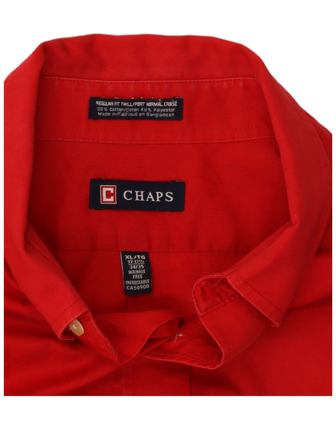 CHAPS Mens Regular Fit Shirt Size 17 1/2 XL Red Cotton