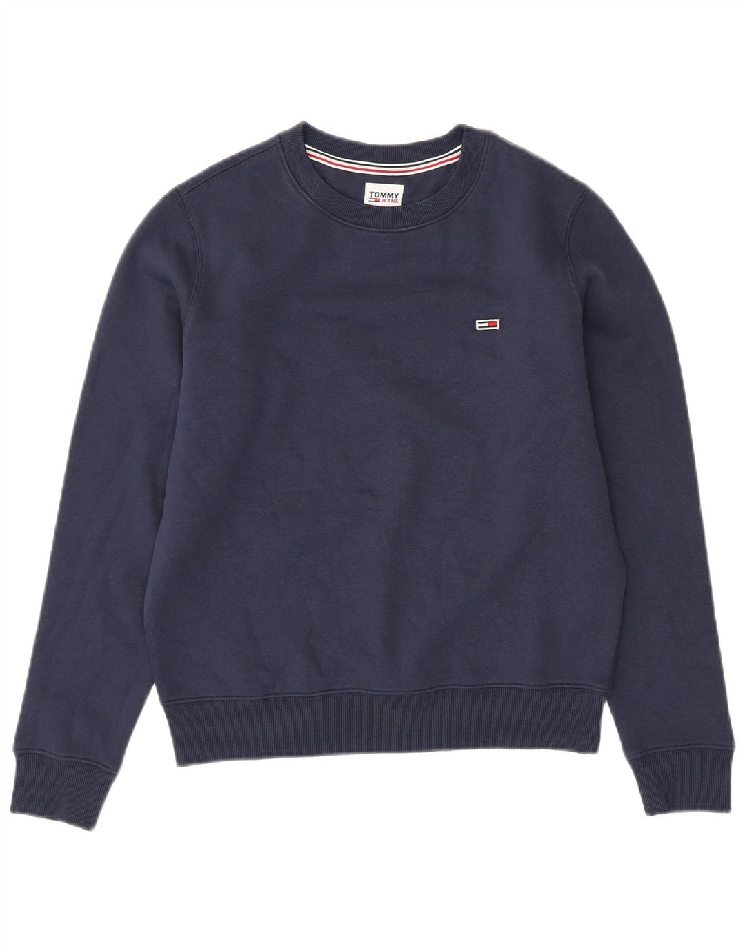 TOMMY HILFIGER Womens Oversized Sweatshirt Jumper UK 6 XS Navy Blue Cotton
