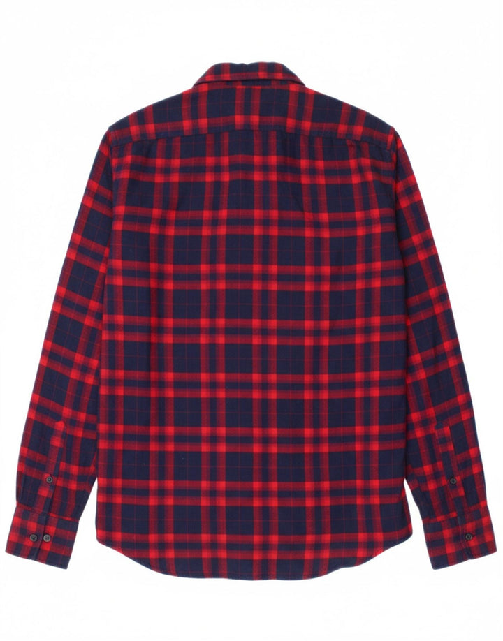 REPLAY Mens Flannel Shirt Medium Navy Blue Check Cotton
