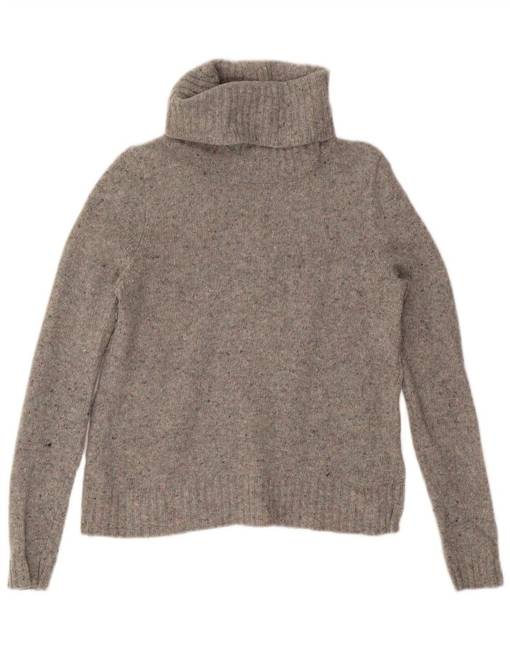 J. CREW Womens Roll Neck Jumper Sweater UK 10 Small Grey Flecked