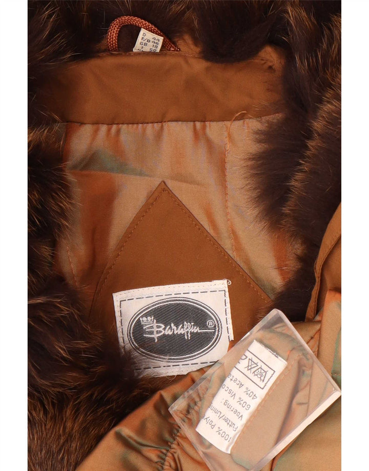 Vintage Womens Hooded Oversized Overcoat UK 18 XL Brown Polyester