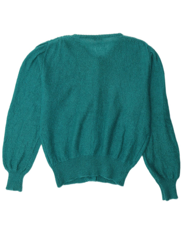 VINTAGE Womens Cardigan Sweater UK 14 Large Green Mohair